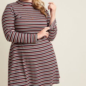 Modcloth Lead to Achieve Striped Turtleneck dress